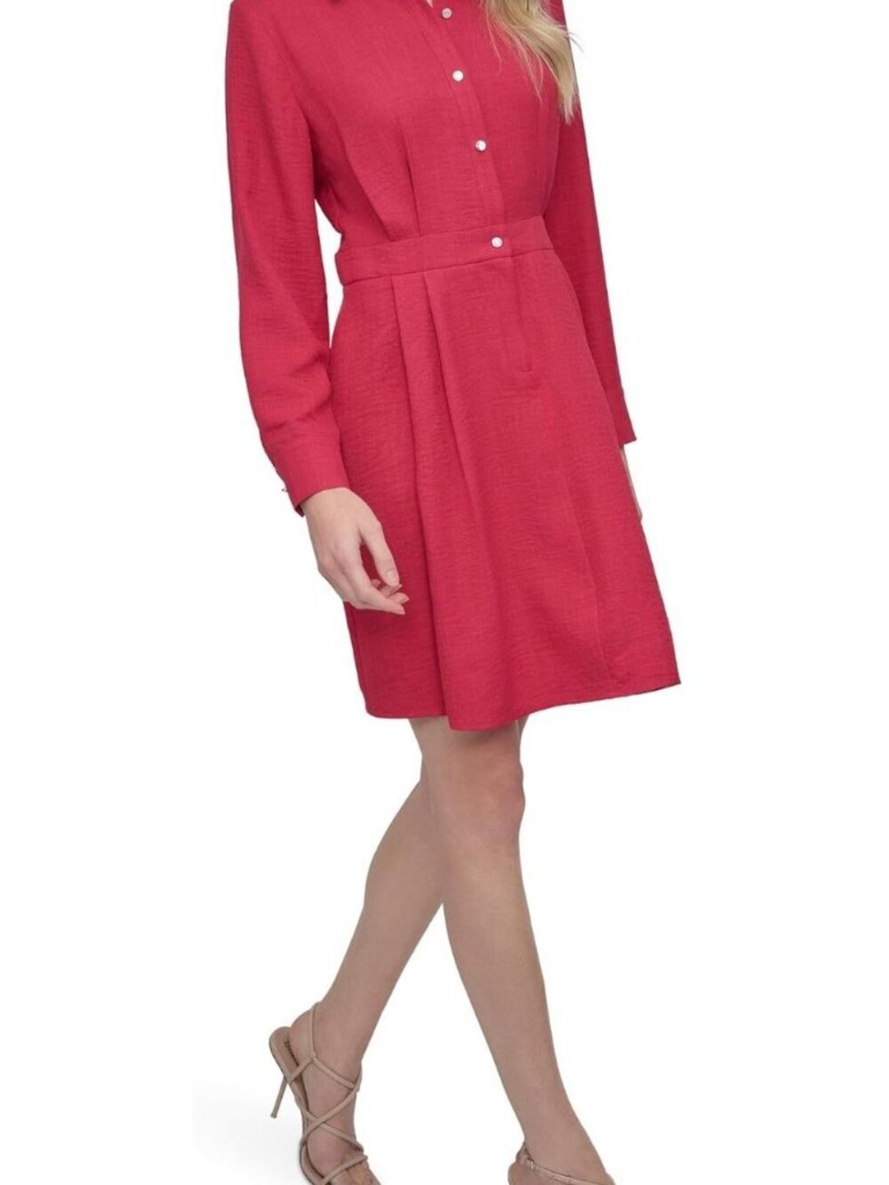 NEW DKNY Women's 16 Collared Neck Long Sleeve Button Down Dress • Reg Price $129 - Picture 3 of 5